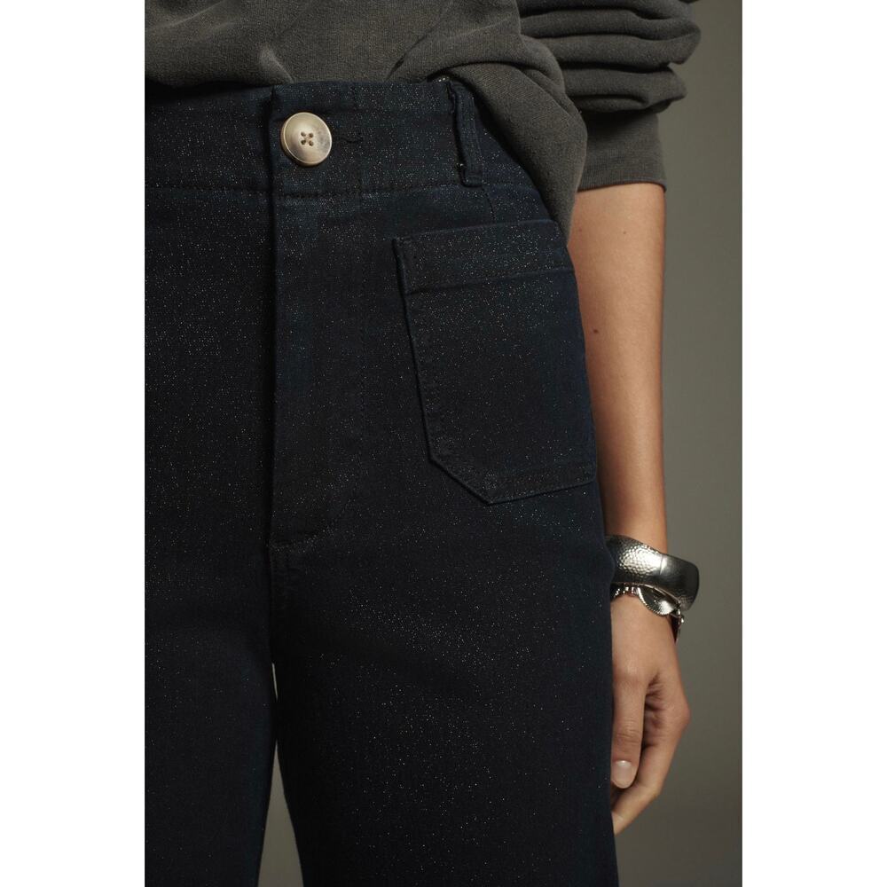 Maeve The Colette High-Rise Cropped Wide-Leg Jeans: Sparkle Edition, size 32